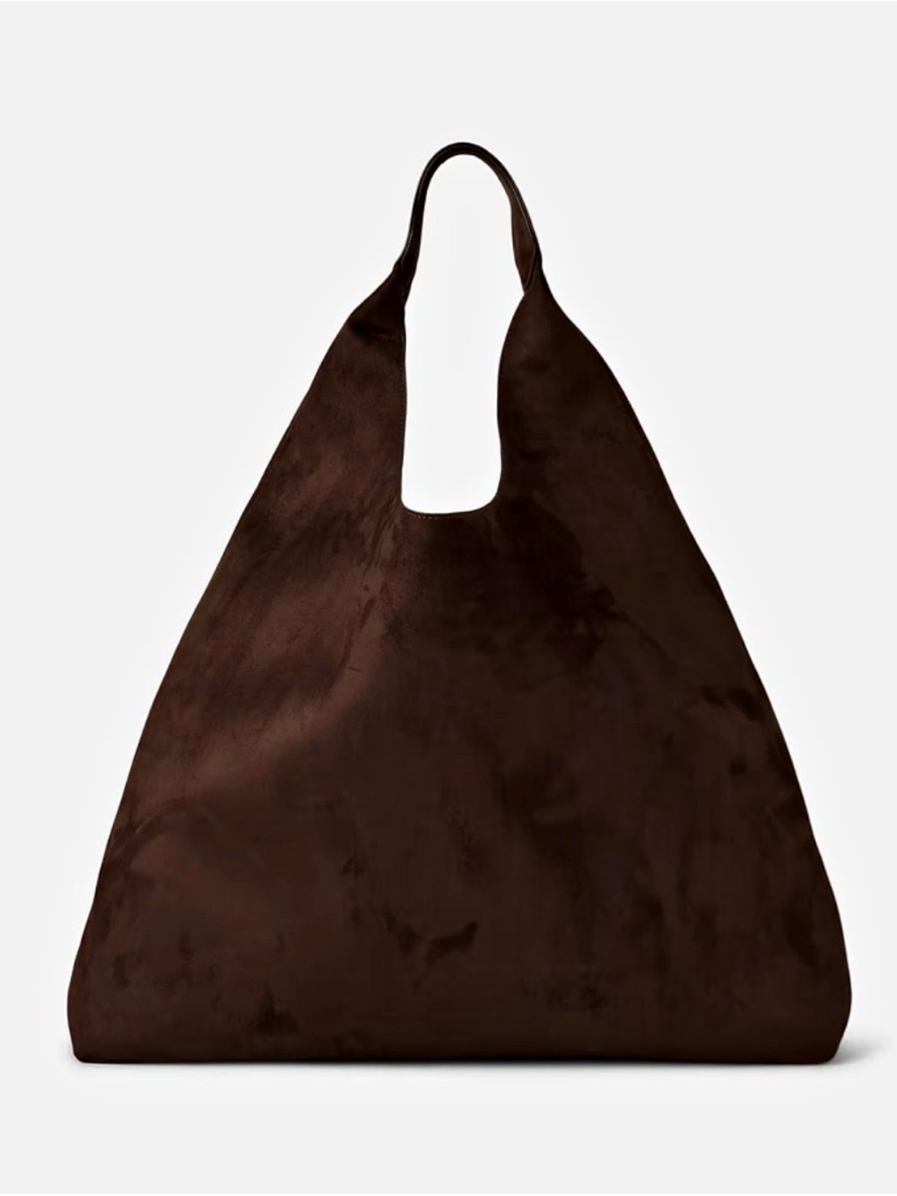 Minimalist Oversized Suede Shoulder Tote in Dark Brown